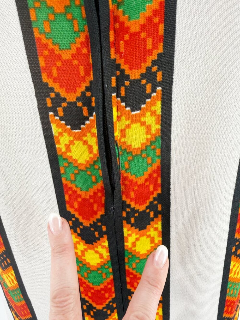 Vintage Jonathan Logan Dress Orange Green Aztec Boho Mini Mod 70s - Picture 4 of 12